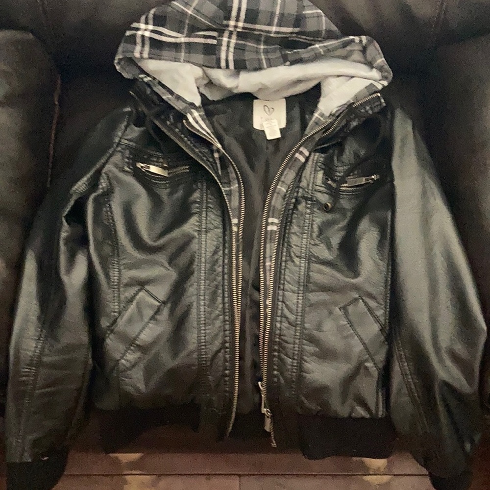 Black leather like material.